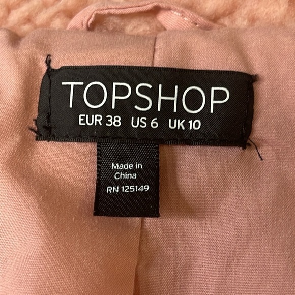 Topshop Women’s Borg Zip Up Teddy Sherpa Jacket Coat Pink Sz 6 Oversized Cuddly - Picture 11 of 12